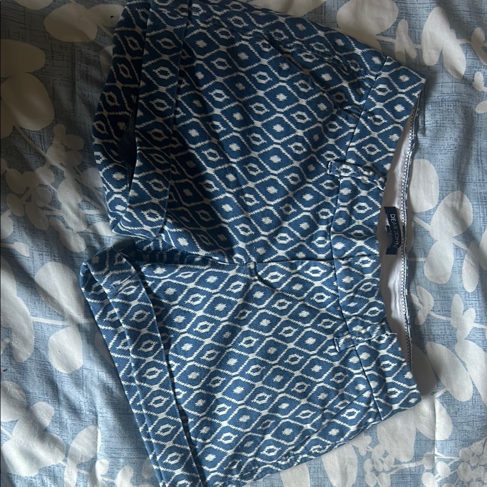Dear John Blue and White Patterned Top
